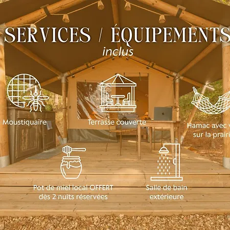Lyxtält La Lisiere - Sejour Insolite En Pleine Nature - Vue Prairie - Literie De Gamme - Sdb Exterieure Avec Eau Chaude - Terrasse Couverte - 7min Du Lude Et Son Chateau - Ideal Couples Et Randonneurs